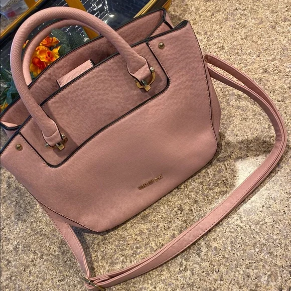 London Fog 2 Handle Purse WITH FLAWS Detachable Strap Crossbody Bag Purse Pink - Picture 1 of 17